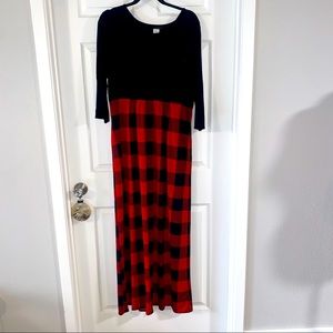 Hemish red plaid maxi dress